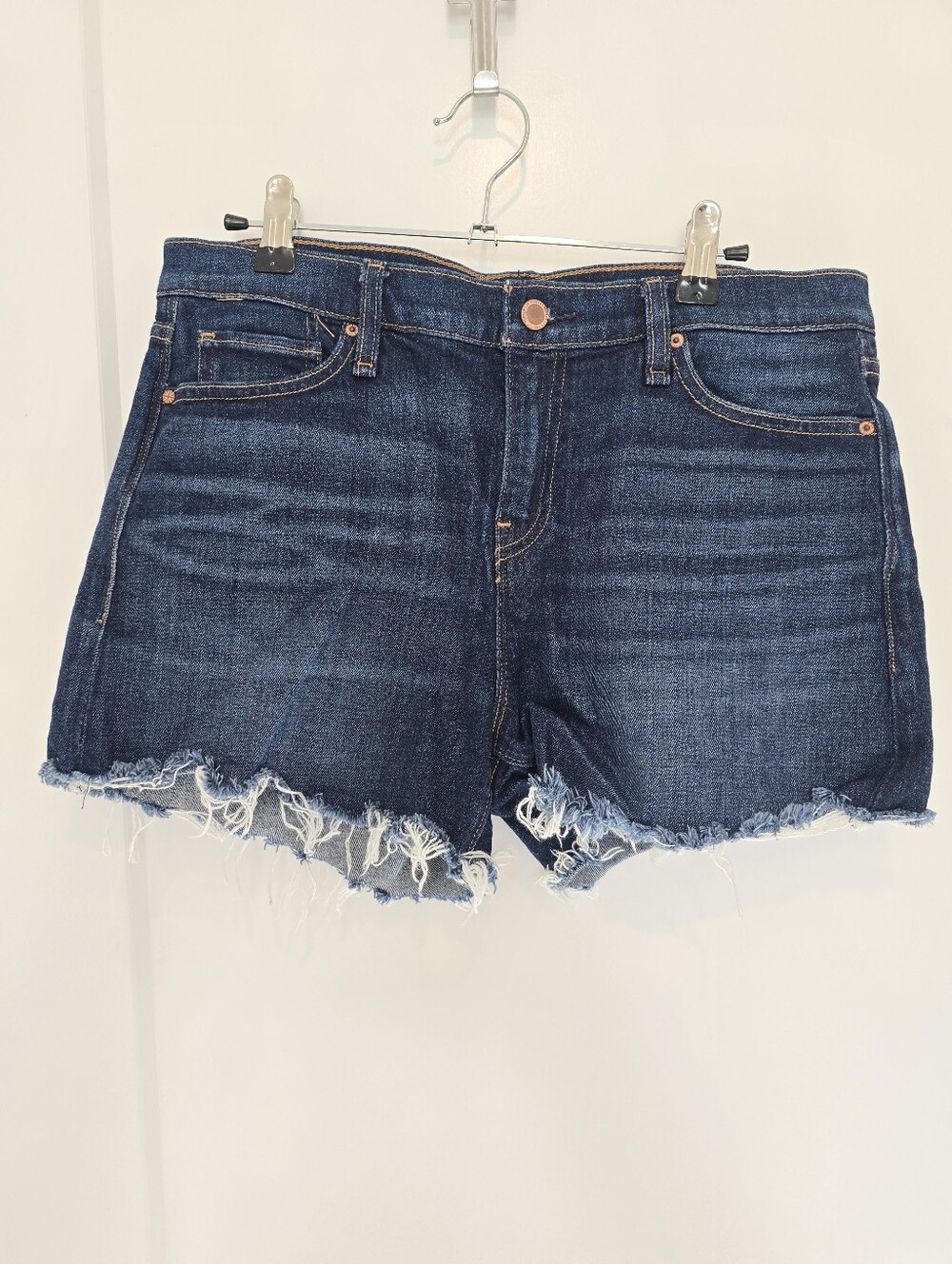 Hudson Dark Blue Frayed Hem Denim Shorts Gemma